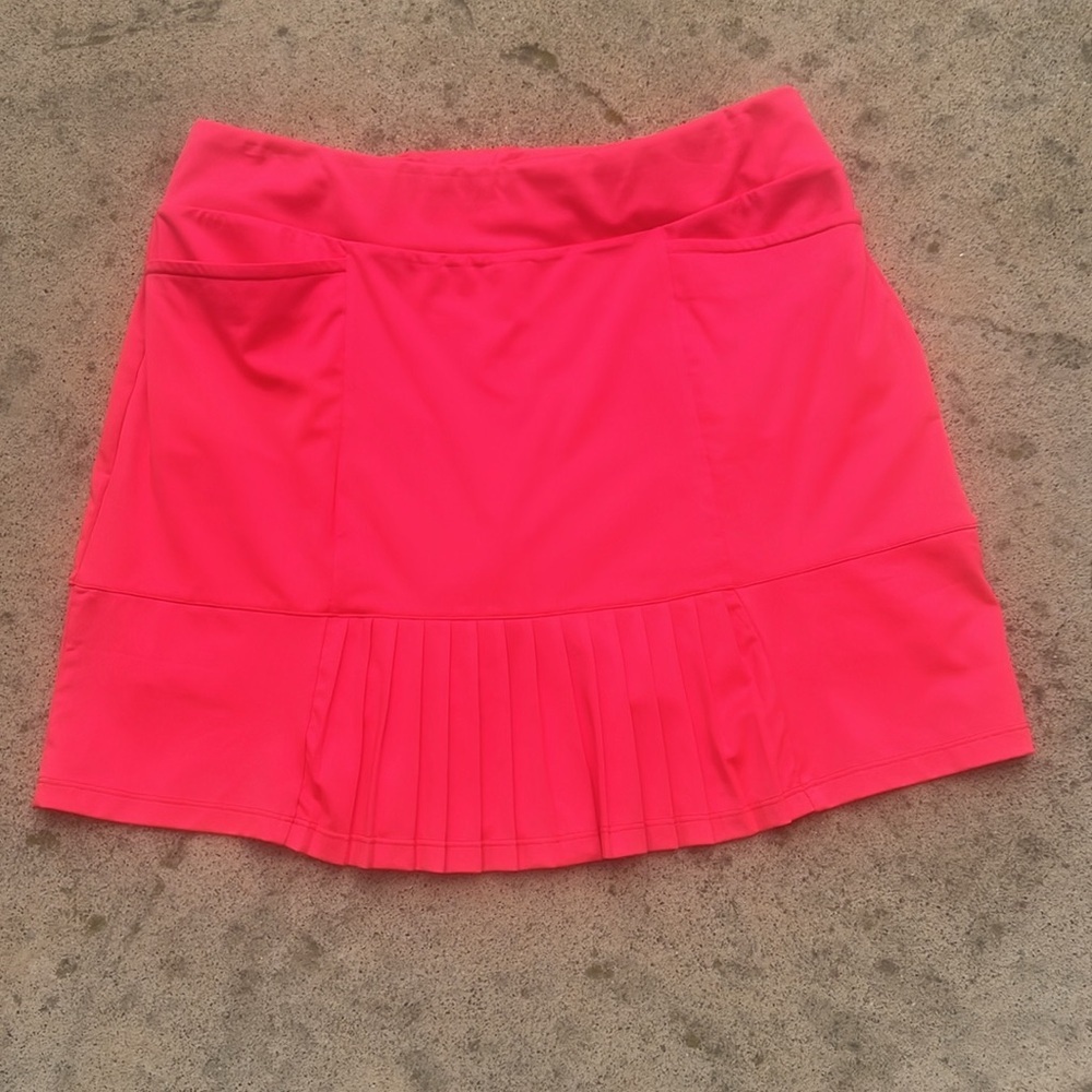 TAIL Pink Red Coral Pleated Pull on Golf Pickleball Skort Women's Size M